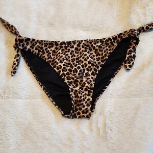 Cabana Del Sol Leopard Print Faux Tie-Side Bikini Bottom Small